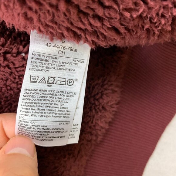 Gap Mens Sweater Small Red Logo Sherpa-Lined Full-Zip Hoodie Long Sleeve Winter - Picture 5 of 8